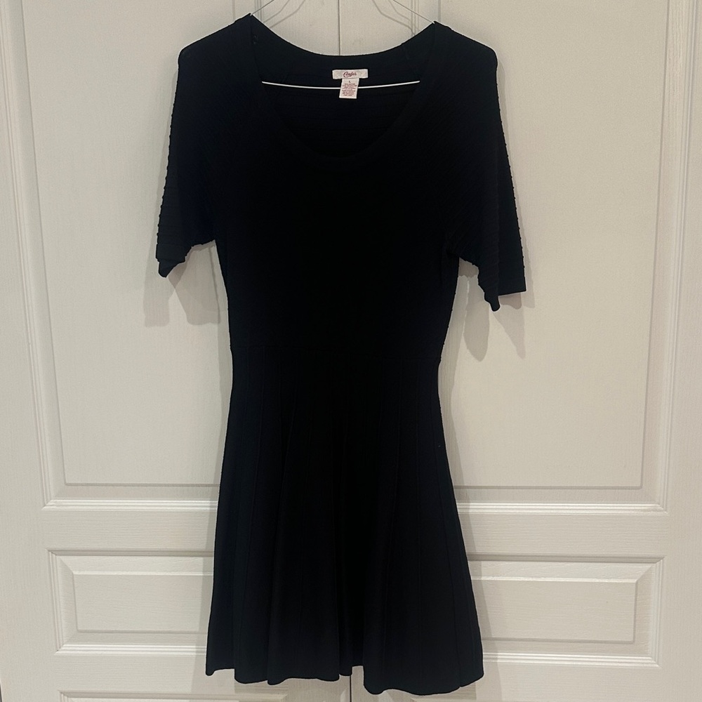 Candie's Black Ribbed Fit-&-Flare Tunic